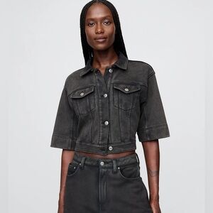 NWT Gap Heavyweight French Terry Denim Crop Jacket